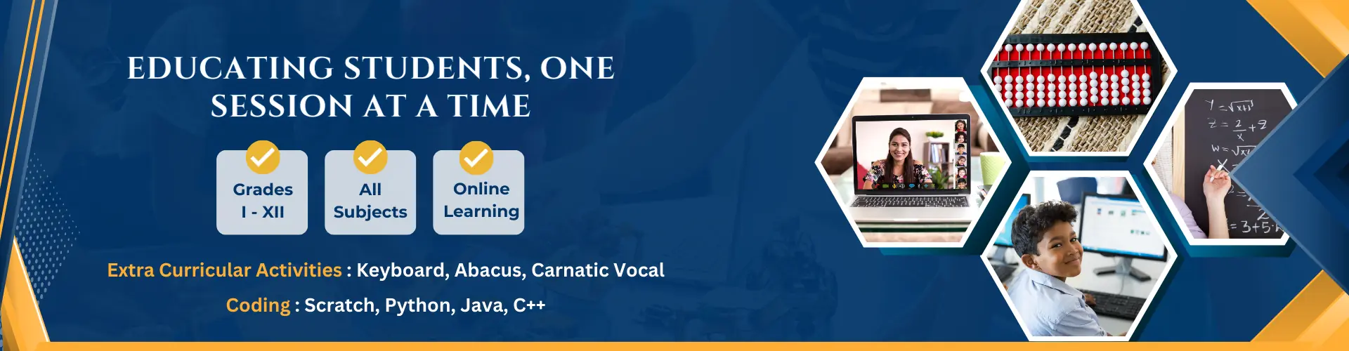 Educating students, one session at a time – Grades I–XII, all subjects, online learning
